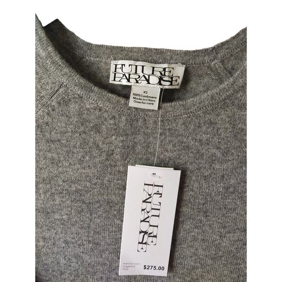 Future Paradise Cashmere Hearts Sweater Gray Pink Long Sleeve Size XS NWT - Picture 9 of 10